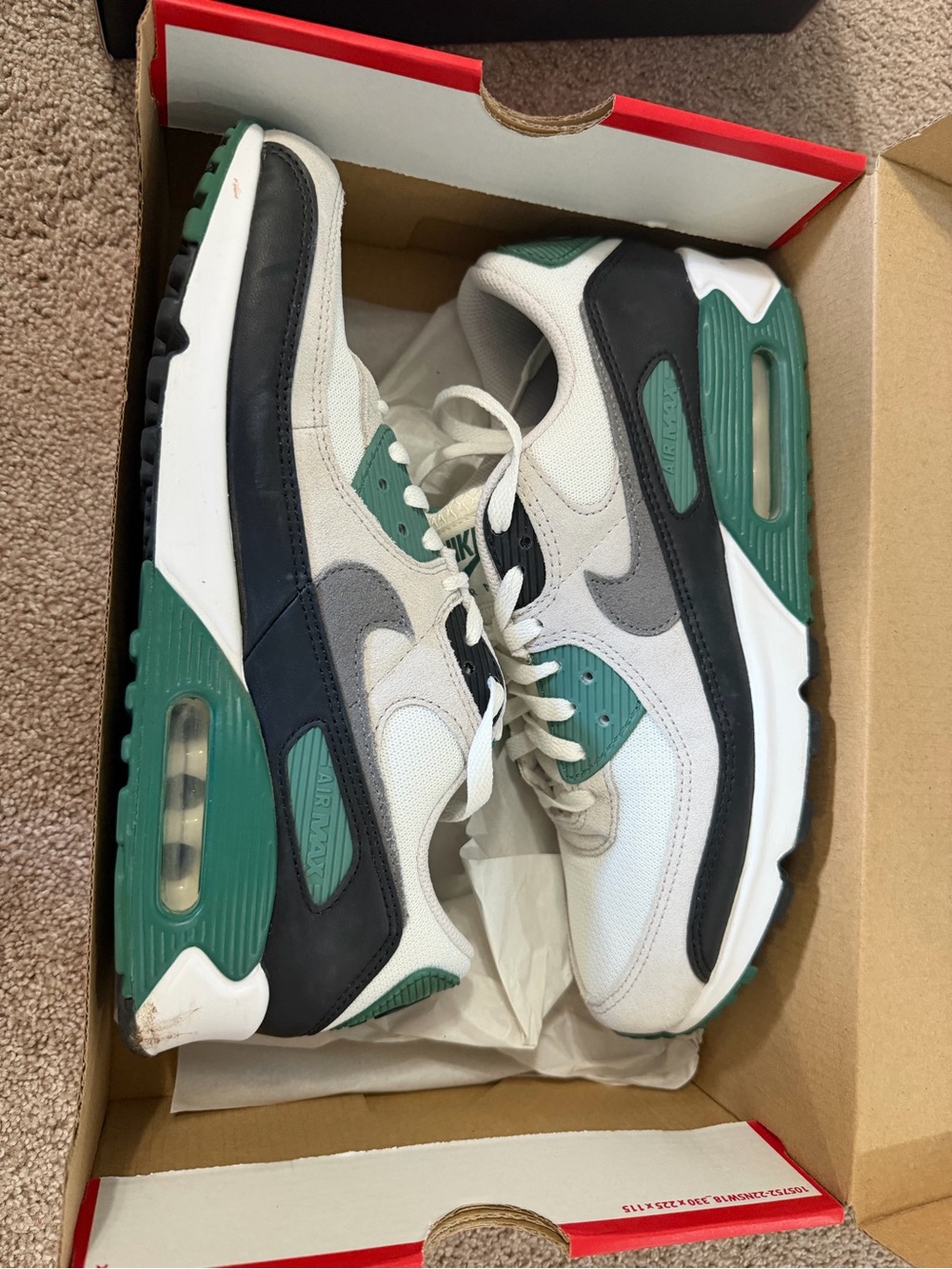 Nike Air Max in White, Black & Green Teal Accents